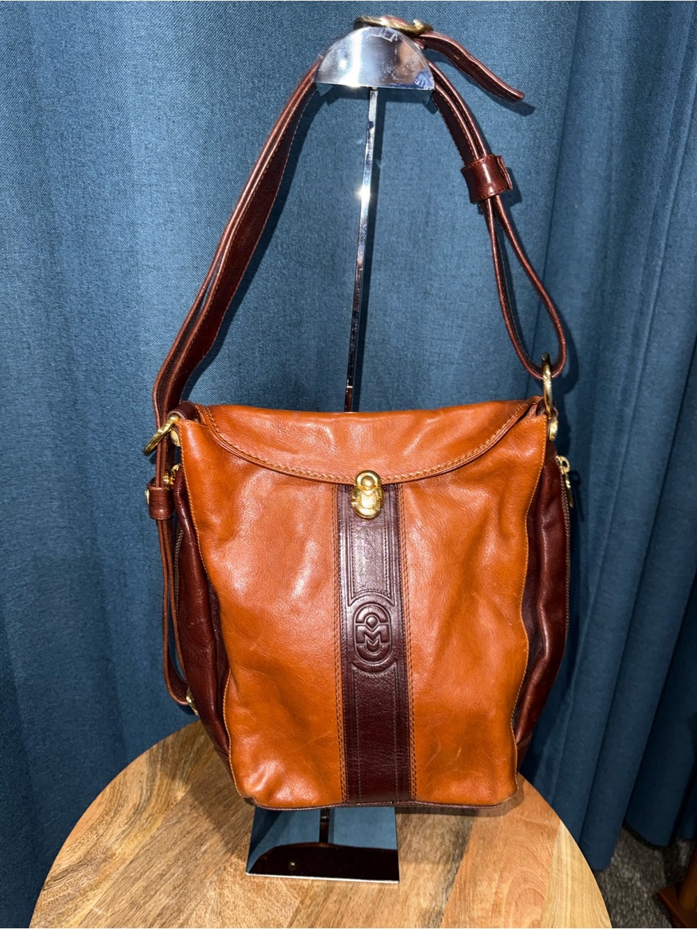 Marino Orlandi Two-tone Brown Leather Shoulder Bag